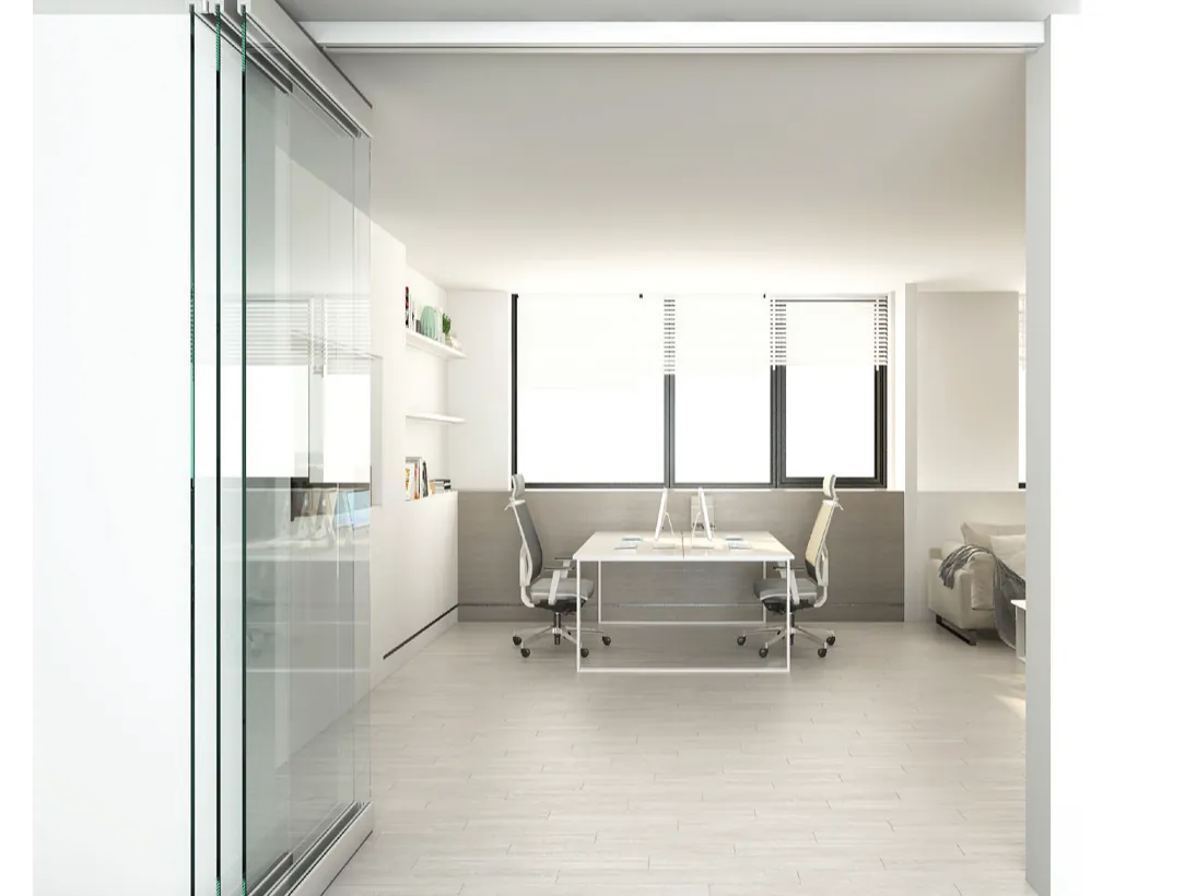 Folding Lateral in un ufficio, con le ante raccolte di lato