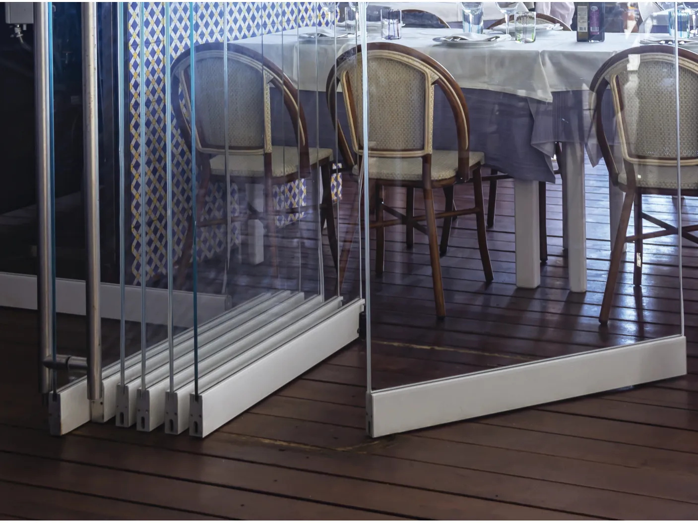 Parking panels gathered in the parking bay of a restaurant dining room